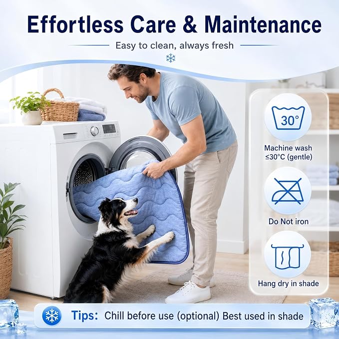 2 Pack Dog Cooling Mats 25" x 19", Q-Max 0.5+ Arc-Chill Fiber Self-Cooling Pet Pads, Thick Durable Cool Touch Crate Mats for Small Dogs, Cats & Puppies, Non-Slip Washable, Gel-Free Pet-Friendly Design