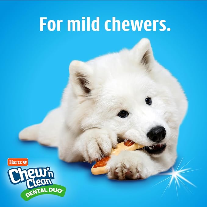 Hartz Chew ‘n Clean Chew Toy and Treat in One Chicken Flavored Tri-Point Dog Toy, Small