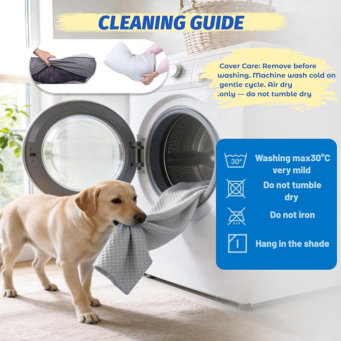 WATANIYA PET Cooling Dog Bed, Washable Cooling Mat for Large Dogs with Removable Cover, Self Cooling Couch Cover for Dog, Non-Slip Dog Couch Bed, 41x37 Inch, Grey