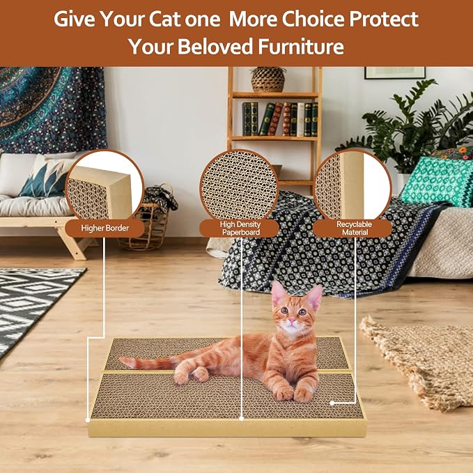 HappyFreeSX Splicing Cat Scratch Pad: Cat Scratchers for Indoor Cats and Kitten, 2 Pack Cat Scratching Pad, Cat Scratcher Cardboard, Scratching Pad, Premium Scratch from Cats, Double-Sided Design