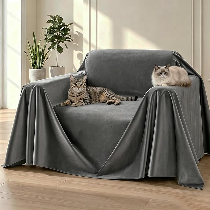Loiion Cat Scratch Furniture Protector, 91"X71" | Ultra Soft, Waterproof, Anti-Slip, Pet-Friendly for Pets and Kids