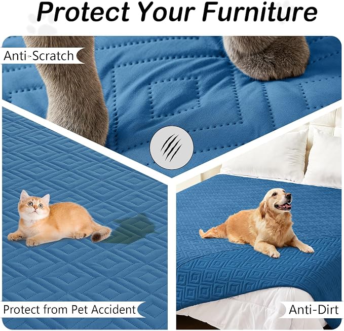hyha Waterproof Dog Blanket, Soft Dog Bed Cover Pet Blankets, Waterproof Sofa Couch Cover for Dogs Washable, Reversible Pet Couch Covers for Sofa Furniture (68x82 Inch, Navy Blue/Navy Blue)
