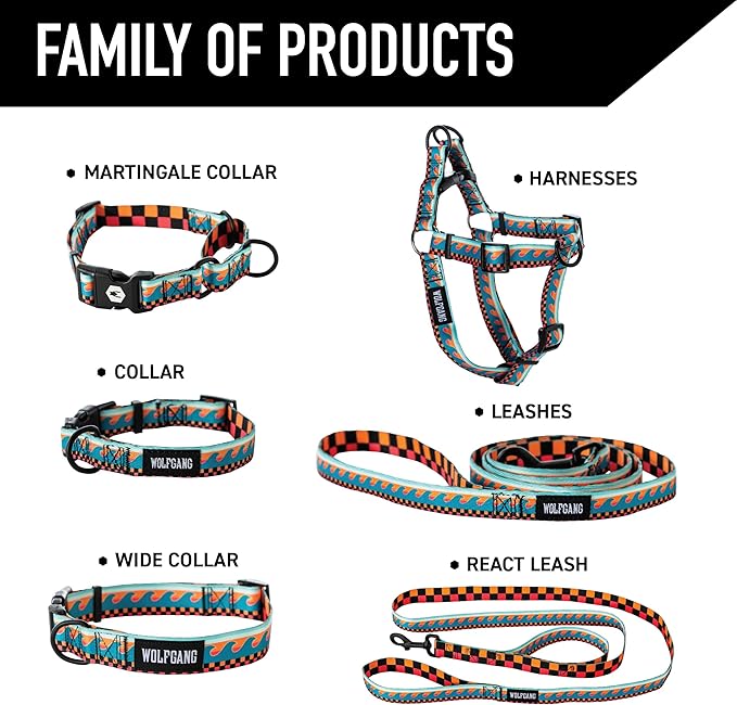 Wolfgang Heavy Duty, Adjustable Dog Collar with Quick Release Nylon Buckle for Walking & Training, BuenaOnda Print, Medium