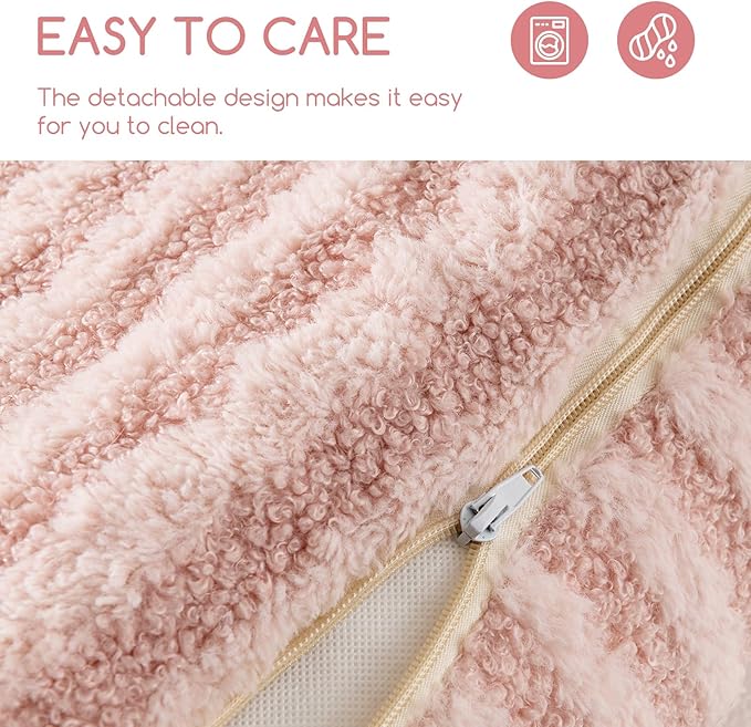 Hollypet Cat Bed Fluffy Plush Multifunctional Double-Layer Machine Washable Soft Warming Kitty Pet Couch Orthopedic Nest Beds for Small Cats Kitten and Dogs up to 13lbs, Pink(25x20x13 inch)