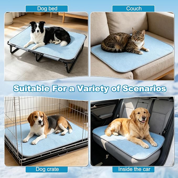 GOLOPET Large Dog Cooling Mat Ice Crystal Heat Dissipation,36x24in | Ice Crystal Structure,Cooling Fabric,Reinforced Design,Non-Slip Bottom