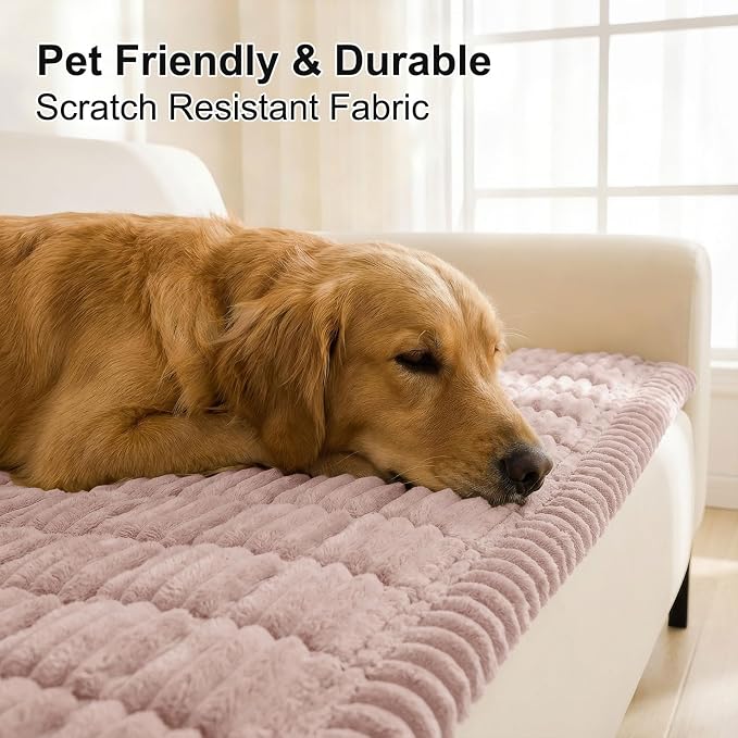 Smiry Couch Cover for Dogs, Non Slip Washable Sofa Protector for Pets, Soft Furniture Cover for Pet, Stylish Sofa Covers, Cozy Protect Against Fur, Dirt & Daily Life (Dusty Pink, 20" x 24", 2 Pack)