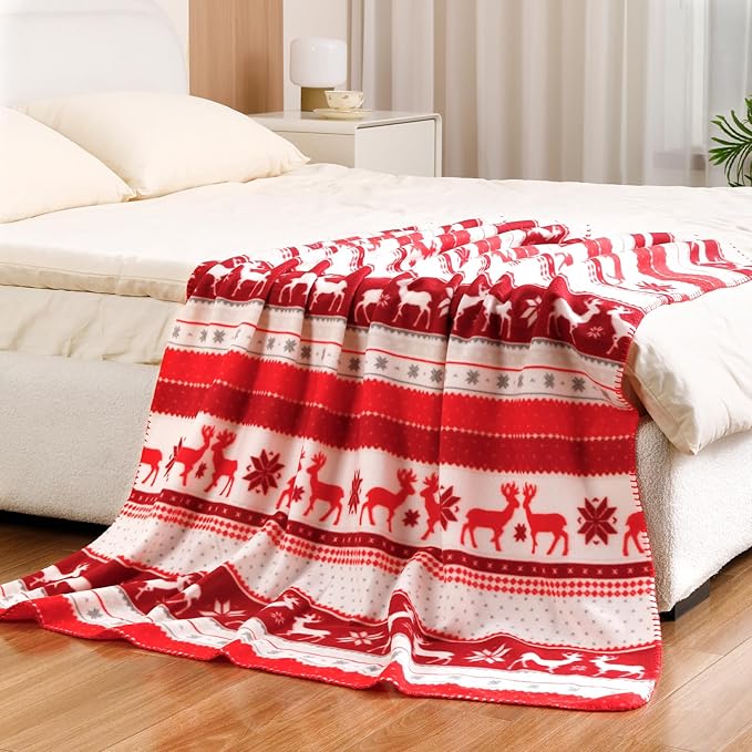CAI TENG Red Christmas Blankets Bulk 50 X 60 inch Fleece Throw Blanket 6 Pack Printed Blankets Christmas Decoration Small Throw for Sofa Home Gift