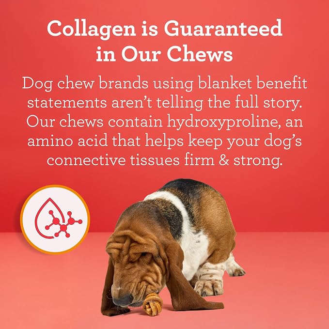 DreamBone CollaYUMS Knots Plus Collagen Chews for Dogs, 8 Count, Treat Your Dog to Rawhide-Free Chews Made with Chicken, Vegetables and Peanut Butter