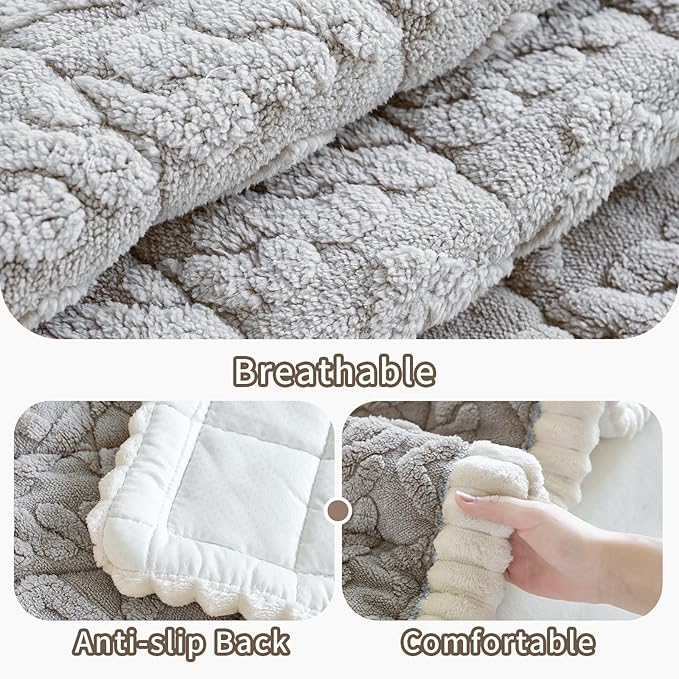 Fuzzy Couch Covers for Dogs, Non Slip Thick Dog Couch Cover Protector, Plush Pet Couch Covers for Sofa Washable, Soft Sofa Cushion Slipcovers Pet Friendly(1PC, Light Grey, 27.6”x59.1”)