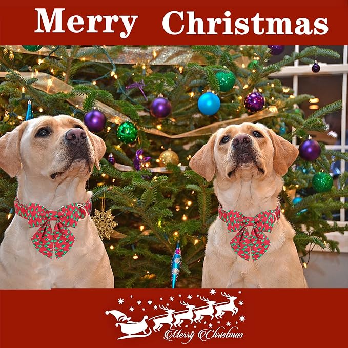 Unique style paws Christmas Dog Collar with Tie Best Winter for Small Medium Large Dogs-Christmas Tree-XS