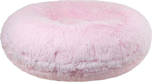 Bessie + Barnie Extra Plush Faux Fur Dog Bed - Circle Shape, Waterproof Lining, Removable Washable Cover, Multiple Sizes and Colors Available