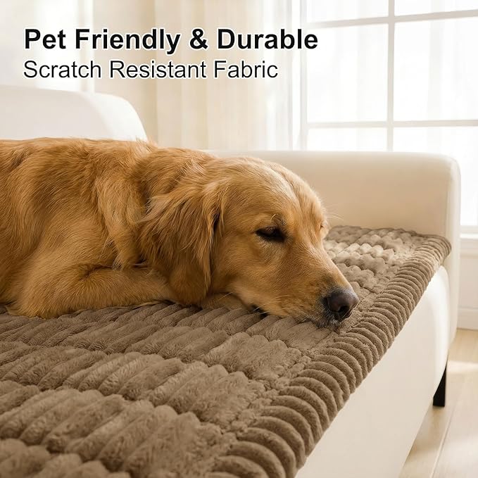 Smiry Couch Cover for Dogs, Non Slip Washable Sofa Protector for Pets, Soft Furniture Cover for Pet, Stylish Sofa Covers, Cozy Protect Against Fur, Dirt & Everyday Messes (Mocha Brown, 27.6" x 95")