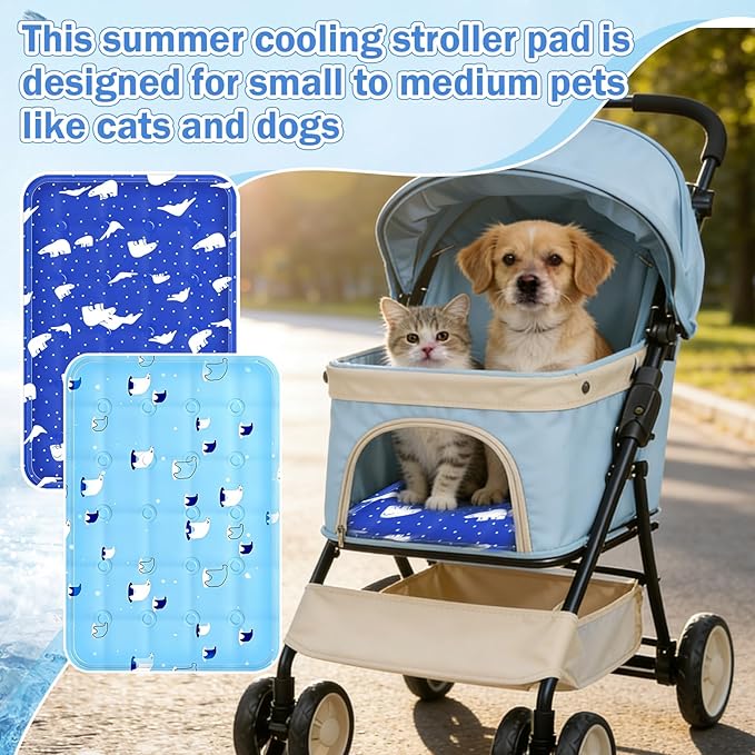 2Pcs Dog Stroller Cooling Mat for Pet Stroller Outdoor Pet Cooling Mat Waterproof Cooling Pad for Small Cat Puppy,Colorful
