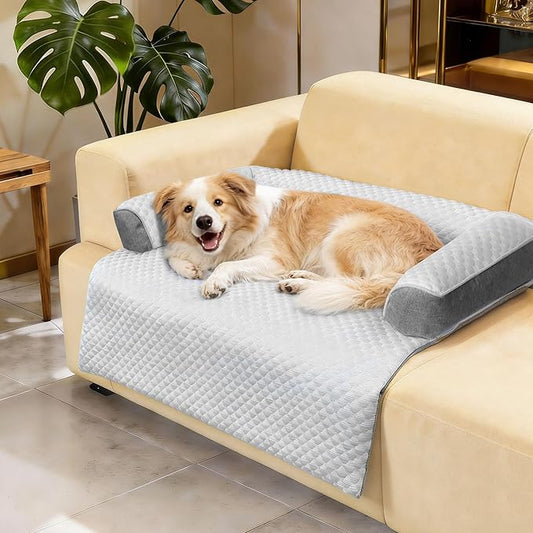 WATANIYA PET Cooling Dog Bed, Washable Cooling Mat for Large Dogs with Removable Cover, Self Cooling Couch Cover for Dog, Non-Slip Dog Couch Bed, 41x37 Inch, Grey