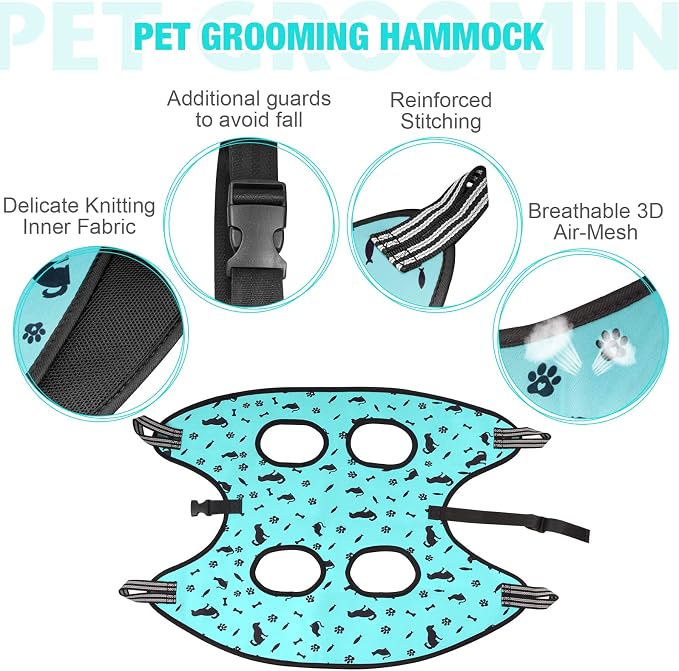 ATESON Dog Grooming Hammock - Pet Harness for Grooming, Dog Sling for Nail Clipping, Dog Hanging Holder for Cutting Nails