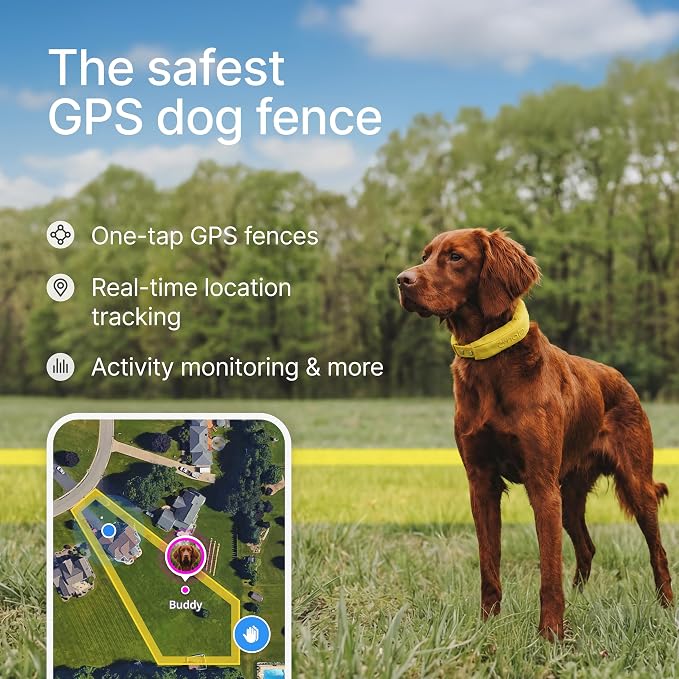Halo Collar 5 Wireless Dog Fence & GPS Dog Collar, Keep Your Dog Safely Contained Outdoors with App-Controlled Boundaries and Real-Time Tracking, One Size, Midnight