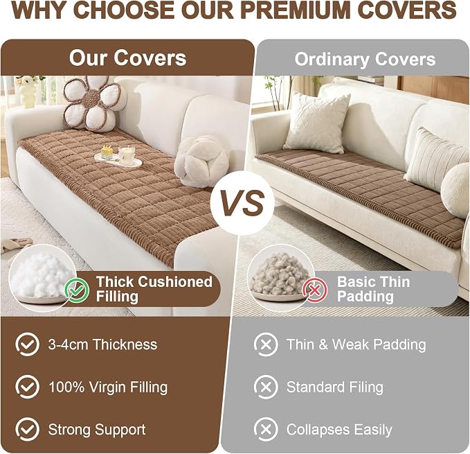 OstepDecor Couch Cover for Dogs, Washable Non Slip Sofa Cover for Pets, Soft Couch Covers for Sofa, Loveseat and Sectional, Furniture Protector Against Pet Hair & Scratches (27.6" x 47.2", Brown)