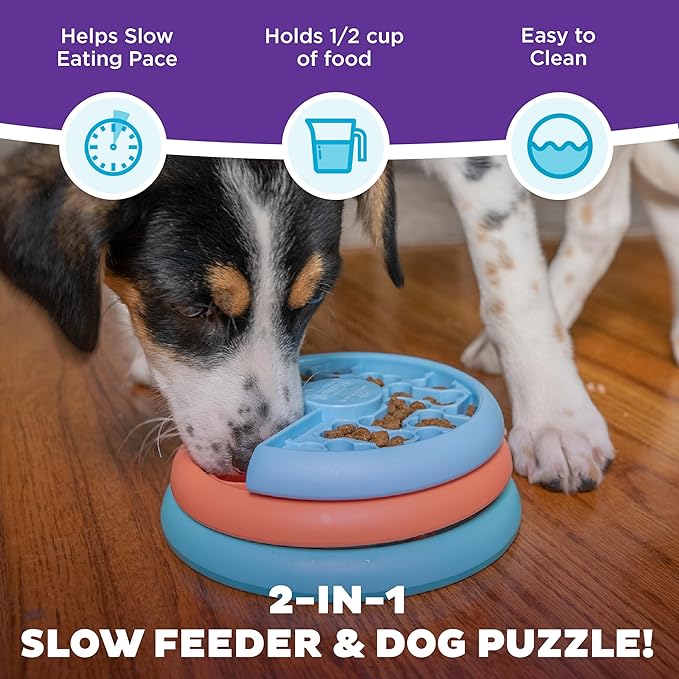 Outward Hound by Nina Ottosson Lickin’ Layers Small 3-in-1 Dog Puzzle Feeder, Lick Mat & Slow Bowl – Puppy Enrichment Toy for Small Dogs, Dishwasher Safe