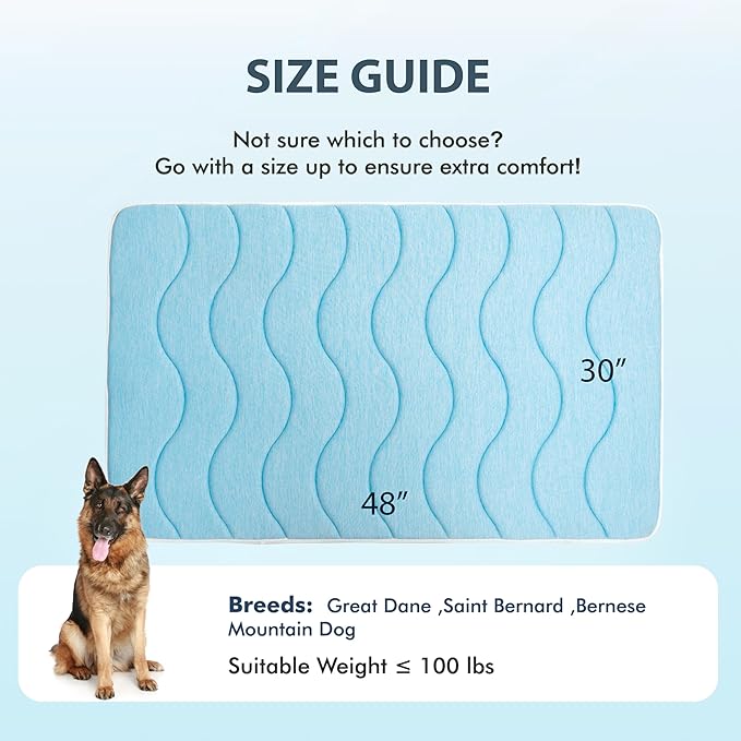 MICROCOSMOS 0.8" Thick Cooling Dog Foam Pad & Summer Pet Sleeping Mat, Machine Washable, Materials Safe, Portable Flat Pet Bed for Dogs.(Grey, 48" x 30")