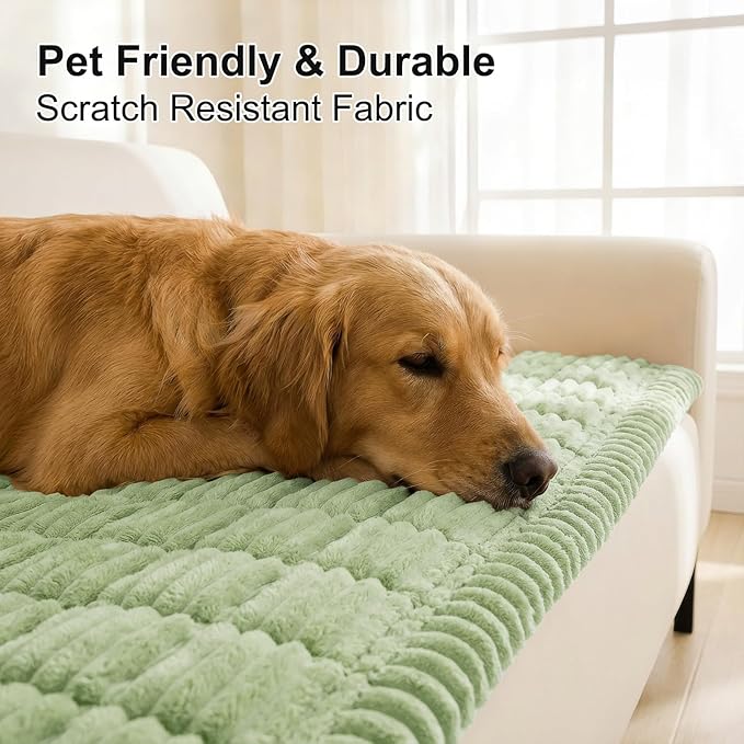 Smiry Couch Cover for Dogs, Non Slip Washable Sofa Protector for Pets, Soft Furniture Cover for Pet, Stylish Sofa Covers, Cozy Protect Against Fur, Dirt & Everyday Messes (Green, 27.6" x 82.7")