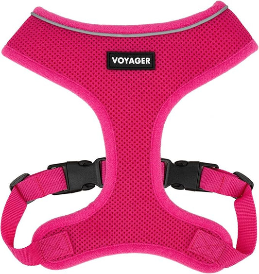 Best Pet Supplies Voyager Aerolite Over the Head Dog Harness, No Pull Breathable Air Mesh Vest, Quick Dry with Reflective Stitching, Adjustable Escape Resistant Harness - Fuchsia, Medium