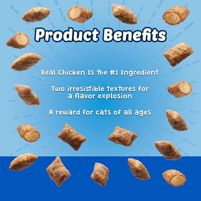 Blue Buffalo Bursts Crunchy & Creamy Cat Treats, Great for Training, Paw-Lickin' Chicken, 2-oz Bag (6 Pack)