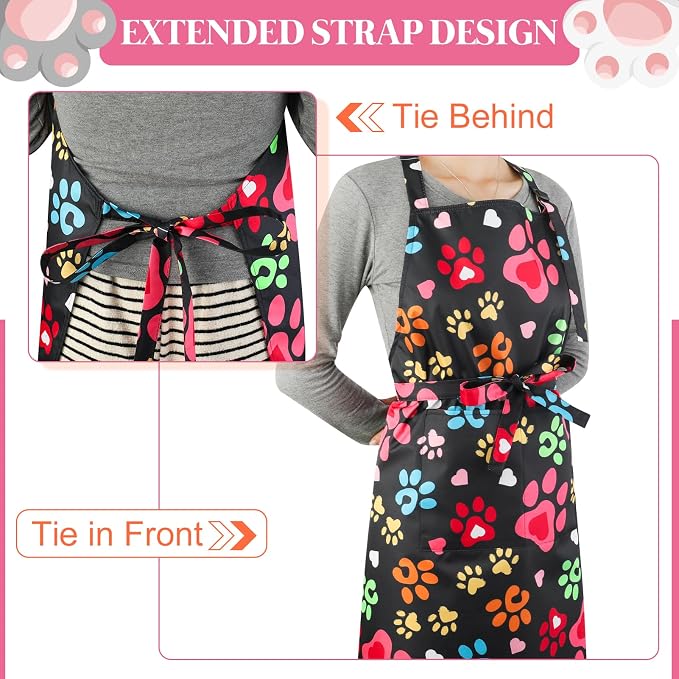 Dog Grooming Waterproof Apron with 2 Pockets, Cute Animals Puppy Dog Pets Apron
