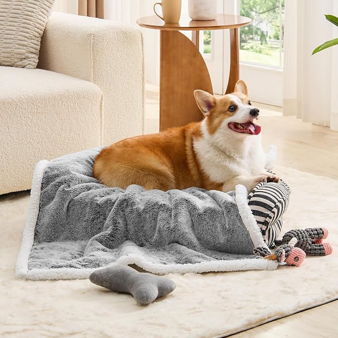 ChiXnuggle Waterproof Dog Blankets for Medium Dogs Washable, Reversible Faux Fur & Sherpa Pet Blanket, Soft Pet Throw for Couch Bed Protection, 30"x40", Black