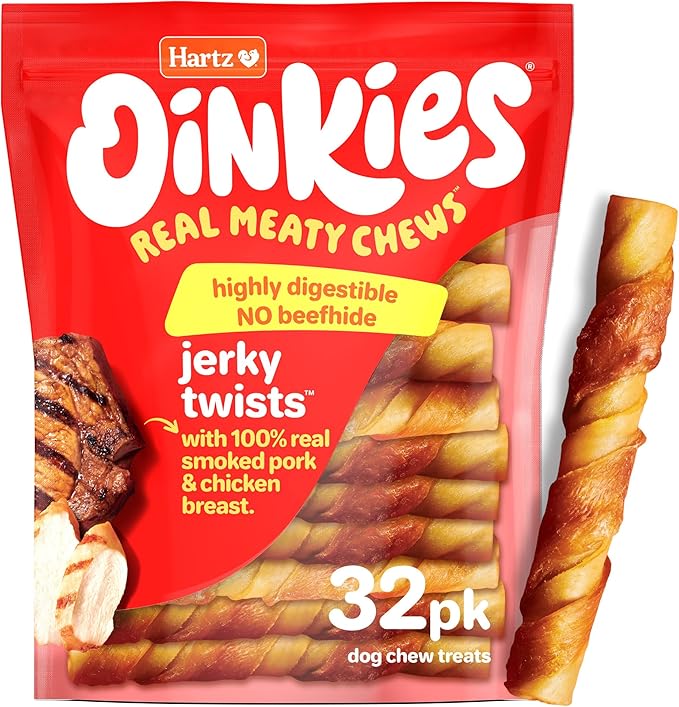 Oinkies Porkalicious Smoked Jerky Twists Dog Treats, 32pk