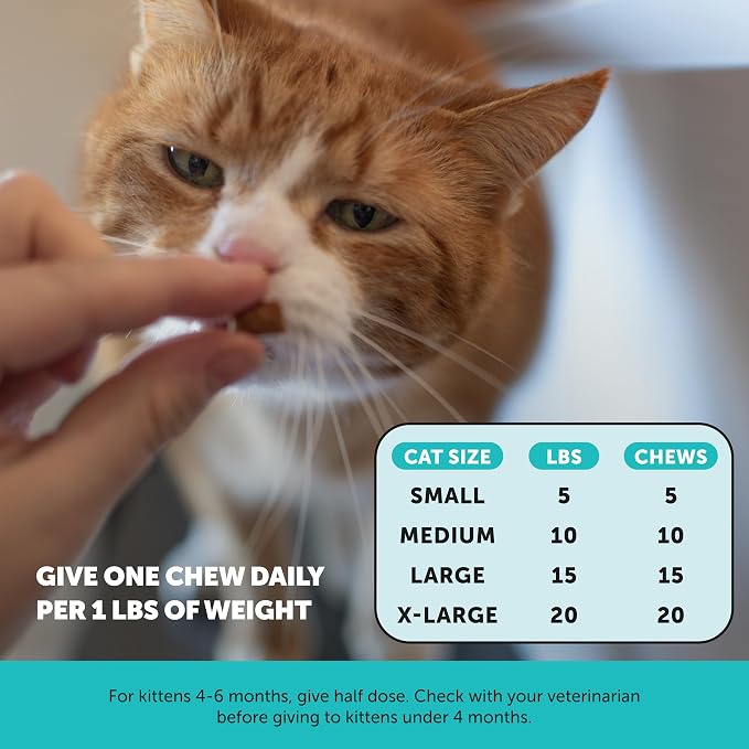 Calming Chews for Cats - Cat Anxiety Relief + Helps Reduce Stress - Behavioral Support & Promotes Relaxation for Travel, Boarding, Vet Visits, Separation Anxiety - Chicken (90-Day Supply)