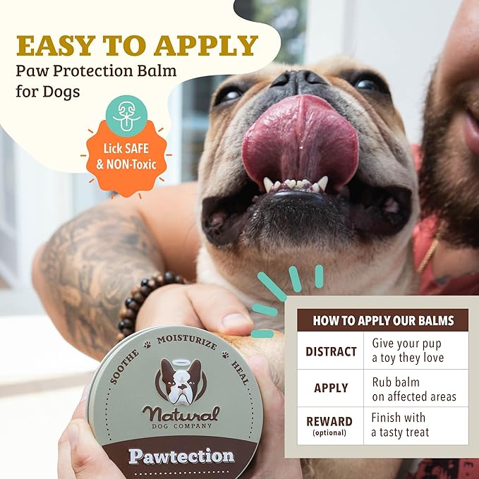 Natural Dog Company PawTection Dog Paw Wax, 2 oz Tin | Hot Pavement Protection, Sand, Asphalt & Trails, Waxy Barrier Balm, Non-Toxic & Lick Safe, Summer Walks, Hiking & Beach Days