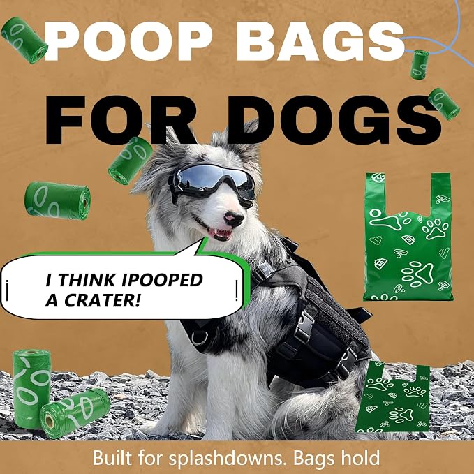 390 Green Scented Dog Poop Bags with Handles, Large 14"x7" Extra Wide, Poop bags for dogs Easy Tie and Guaranteed Leakproof, Extra thick poop bag scented rolls