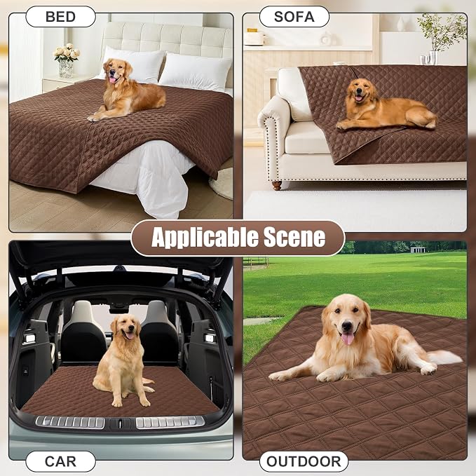 Smiry Waterproof Dog Bed Cover Pet Blanket, Soft Washable Dog Blanket for Furniture Bed Couch Sofa Reversible, Checkered (40"x90", Brown/Brown)
