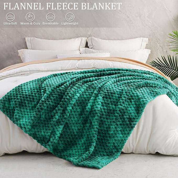 Exclusivo Mezcla Fleece Throw Blanket for Couch, Extra Large Fuzzy Tie-dye Teal Bed Blankets, Soft Cozy Plush Sofa Throws for All Seasons, 50x70 Inches