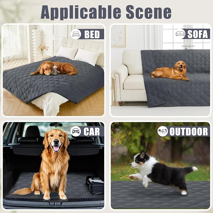 Smiry Waterproof Dog Bed Cover Blanket 52x82, Soft Reversible Pet Blanket, Washable Leakproof Cats Dogs Couch Cover for Sofa, Couch, Furniture, Dark Grey/Dark Grey