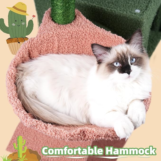 AIWIKIDE Cat Tree Has Scratching Toy with A Ball Activity Centre Cat Tower Furniture Jute-Covered Scratching Posts (Green, 36.6'')