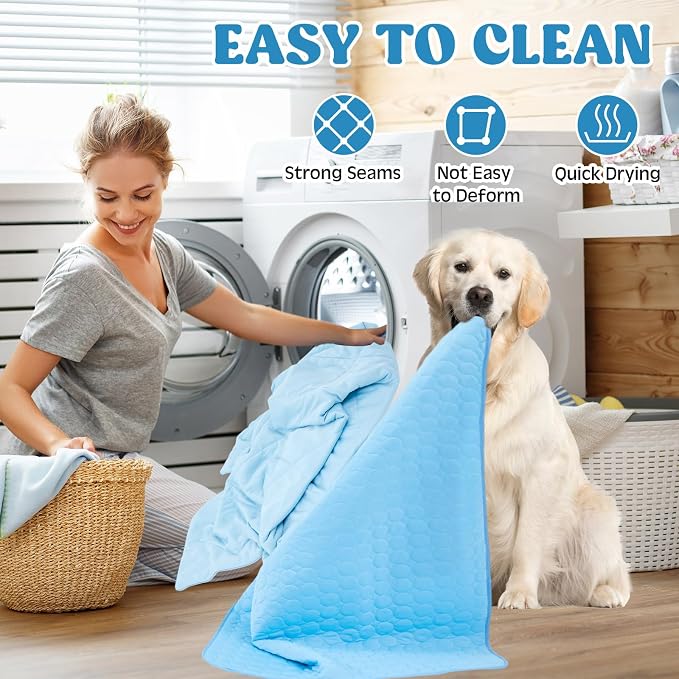 2 Pack Dog Cooling Mat and Blanket Washable Cooling Pads Pet Throw Blanket Sleeping Kennel Mat with Storage Bag for Summer Indoor Outdoor Hot Weather Cat Dog Puppies