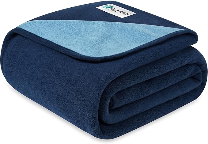 PetAmi Waterproof Dog Blanket for Couch, Pee Proof Reversible Cat Blanket for Sofa Bed Furniture Protector, Soft Fleece Washable Pet Throw for Dogs Cats Puppies Kittens, 40x60 Navy Blue