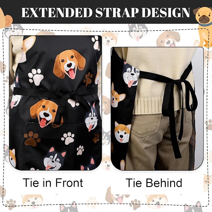 Dog Grooming Waterproof Apron with 2 Pockets, Cute Animals Puppy Dog Pets Apron