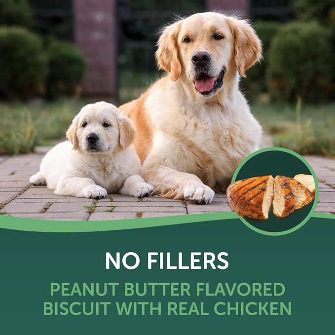 HEALTHFULS Chicken & Peanut Butter Healthy Dog Treats – High-Protein, Low-Fat, Biscuit Wraps with Real Peanut Butter – 16 oz