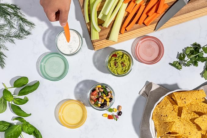 Ello Color Lock 8PC Mixed Glass Food Storage Sets, Leak-Proof Glass Food Storage Containers
