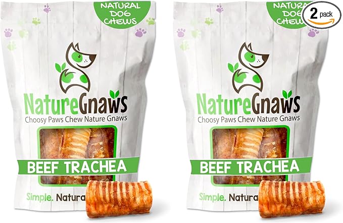 Nature Gnaws Beef Trachea Chews for Dogs 3" (12 Count) - Long Lasting Natural Crunchy Dog Chew Bones - Rawhide Free (Pack of 2)