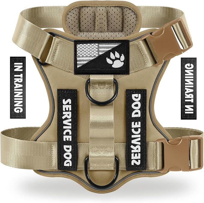 Service Dog Harness, Reflective Dog Vest Harness with 5 PCS Patches, Adjustable Soft Oxford Pet Harness, Inner Layer Mesh, Easy to Control for Small Medium Large Dogs