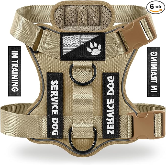 Service Dog Harness, Reflective Dog Vest Harness with 5 PCS Patches, Adjustable Soft Oxford Pet Harness, Inner Layer Mesh, Easy to Control for Small Medium Large Dogs