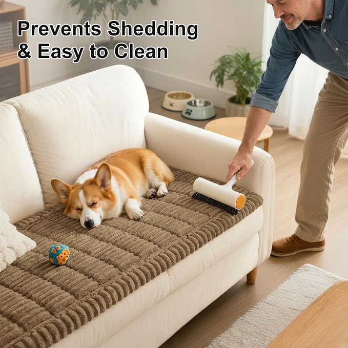Smiry Couch Cover for Dogs, Non Slip Washable Sofa Protector for Pets, Soft Furniture Cover for Pet, Stylish Sofa Covers, Cozy Protect Against Fur, Dirt & Everyday Messes (Mocha Brown, 35.4" x 95")