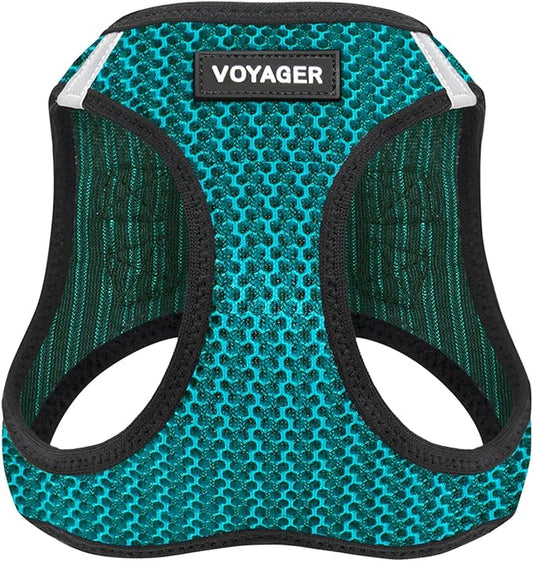 Best Pet Supplies - All Weather Mesh/Plush, Reflective, No Pull Harness for Small, Medium Dogs, Cats - Secure with Hook & Loop Fastener, Buckle, Double D-Rings - Turquoise 2-Tone, XL