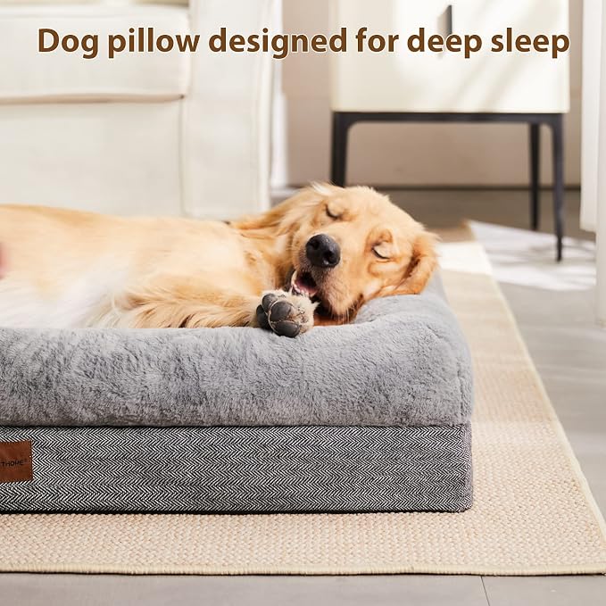 BFPETHOME Orthopedic Dog Bed for Large Sized Dogs – Washable Dog Couch Bed with Bolster Sides, Removable Waterproof Cover, Non-Slip Base, Comfortable Pet Bed for Better Sleeping
