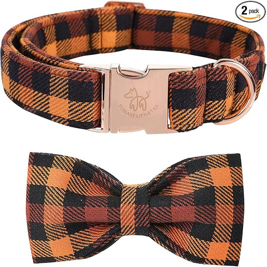Elegant little tail Dog Collar with Bow, Bowtie Dog Collar, Adjustable Fall Dog Collars for Small Medium Large Dogs and Cats
