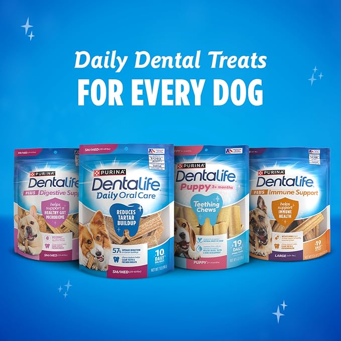 DentaLife Plus Digestive Support Dog Treats for Large Dogs 40 lbs. and up, Cleans Teeth, Freshens Breath, & Supports Healthy Gut, Chicken & Pumpkin Flavor, 22.6 oz., 19 Chews - 19 ct. Pouch