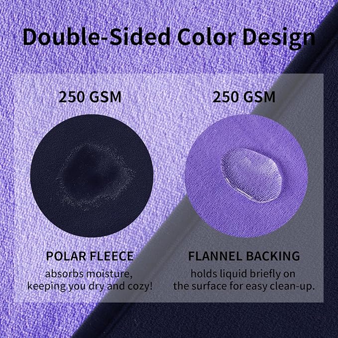 QiyI Waterproof Blanket for Bed King Size, Washable Reversible Bed Cover, Large Leakproof Stain-Resistant Furniture Protector for Travel & Camping, 80"x90", Dk Purple/Lt Purple